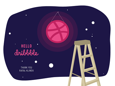 Hello Dribbble! cosmos debut first shot hello dribbble illustration invite moon space