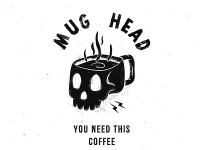 Mug head coffee black white brand identity branding coffee coffee bag coffee bean coffee cup coffee logo coffee shop coffeeshop design grunge grunge font grunge texture grunge textures identity illustration logo typography vector