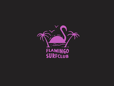 Flamingo Surfclub logo brand identity branding design flamingo logo icon identity illustration logo surf surfing typography vector