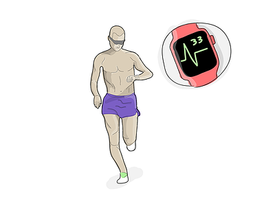 Jogging bandit apple illustration jogging running watch