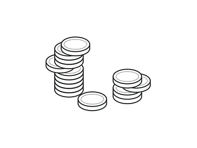 Coins coins illustration isometric line art