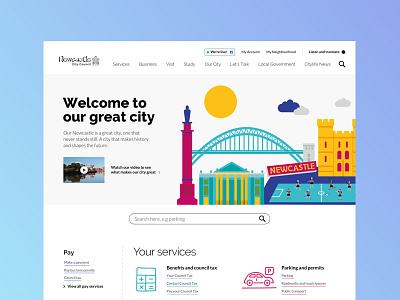 Newcastle City Council Website council design government homepage icon illustration newcastle ui ux web design website