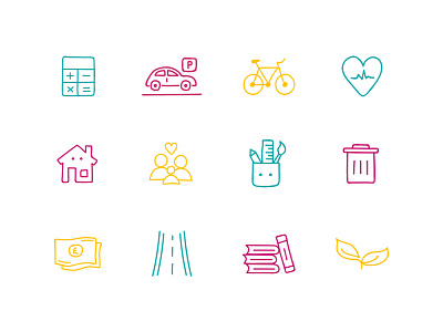 Newcastle City Council - Icon Set colour council design government hand drawn icon illustration vector web design website