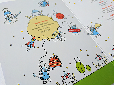 Menu card astronauts branding children color design graphic design illustration illustrator line art menu card space vector art
