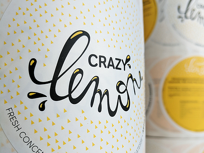 "Crazy Lemon" Sticker - lemonade bottle brand graphicdesign handlettering handmade lemon lemonade lemonjuice logo logodesign sticker type yellow