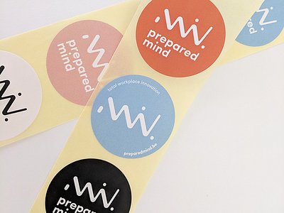 Stickers, part of the "Prepared Mind" branding agency blackwhite branding colour consulting graphic design logo mark movement print typography