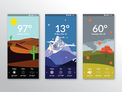 Weather Screens app design illustration illustrator mobile app ui weather