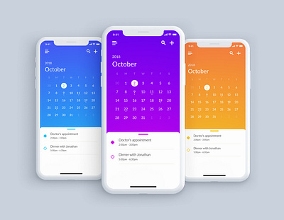 Calendar Mockup app calendar design gradient mobile app ui