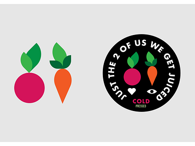 Just the 2 of us beets carrots design designer eyes health heart juice logo love
