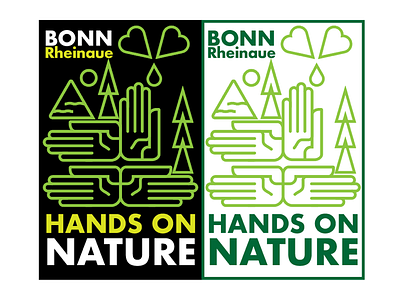 Rheinaue hands illustration logo love mountain nature park sun