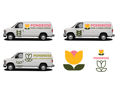 Pondrose branding garden leaves logo pond pondrose rose supplies van