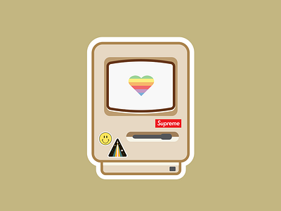 35 years apple colors computer design designer illustration logo macintosh minimalism stickers supreme vector