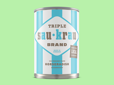 Triple Sau-Krau Mid-Century Sauerkraut Can, Horseradish brand identity branding can graphic design lettering logo mid century package design packaging sauerkraut typography wordmark