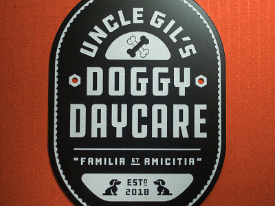 Uncle Gil's Doggy Daycare Logo Sign brand identity graphic design lettering logo pets sign signage typography