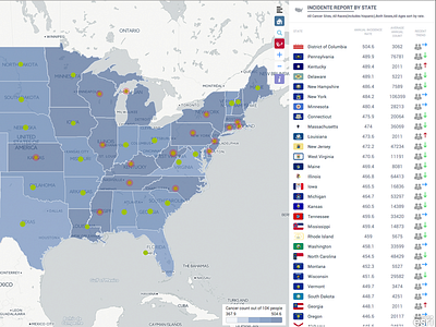 Climate and Cancer Map States List application data esri gis interactive list map states ui ux visualization web