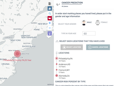 Prediction app cancer char data esri gis map product ted ui ux visulisation