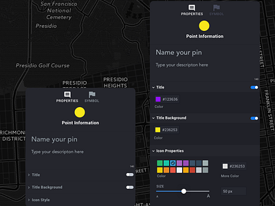 Pop up Properties data editor gis interaction map properties ui user interface ux web webapp