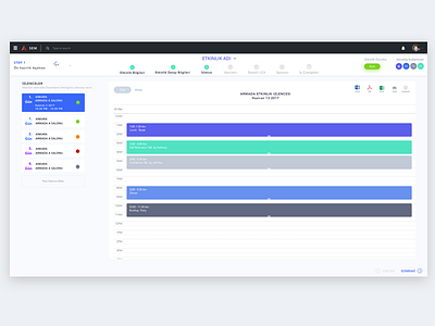 Programme Step calendar dashboard data event experience grid interaction stepper toolbar ui ux wizard