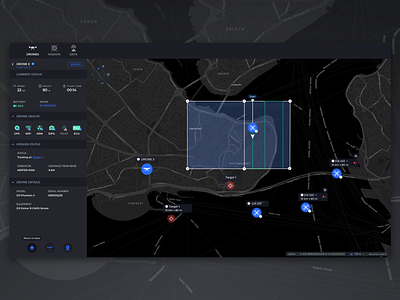 Drone Health Status Dark data drone gis interaction map swarm ui ux web