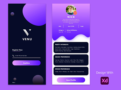 VENU app for party Hosting android app branding design ios logo typography ui ui design ux