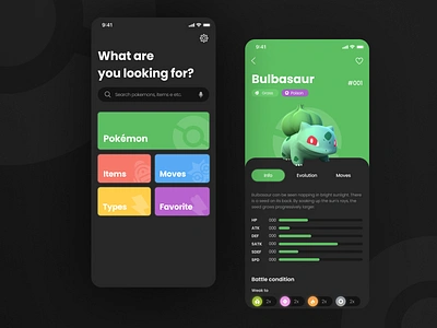 Pokedex Mobile app design game ios iphone mobile nintendo pokedex pokemon ui