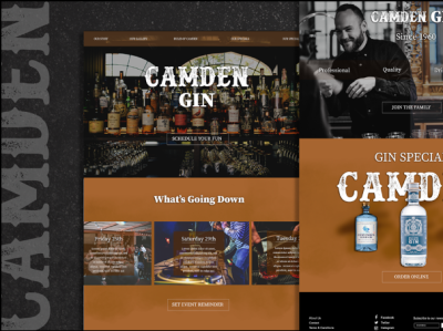 Landing Page For CAMDEN GIN brand design color design graphics layout layoutdesign branding marketing typography ui webdesign