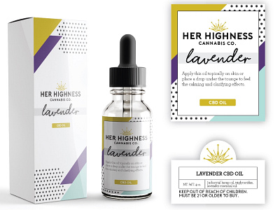 Her Highness CBD Oil Packaging adobe illustrator brand identity brand packaging branding branding design cannabis cannabis packaging cbd cbd oil hemp marijuana oil packaging design packaging mockup women