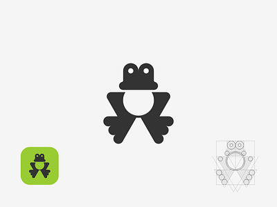 frog design flat icon illustration logo minimal reptiles vector