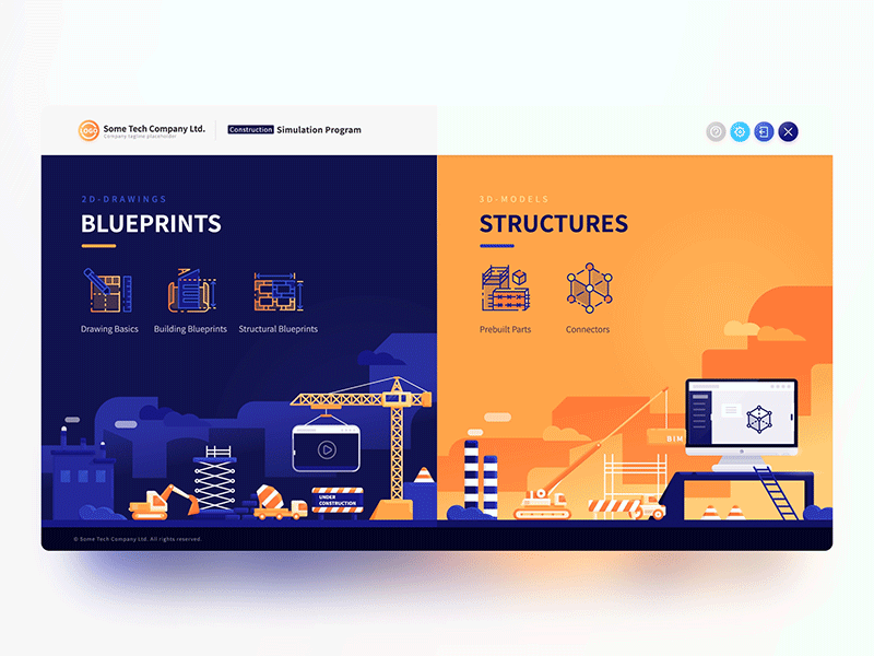 Construction app illustration animation