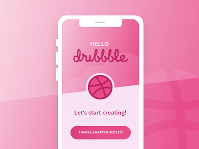 Hello Dribbble! app design dribbble first post hello mockup splash ui ux