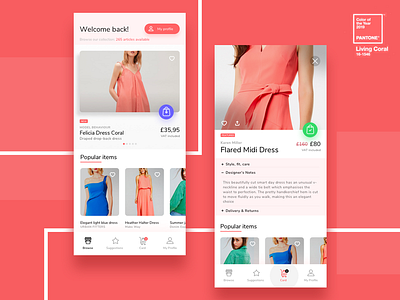 Shopping App Pantone Coral