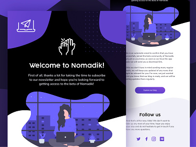 Nomadik Welcome Newsletter app brand email identity logotype mockup news design newsletter design subscription template ui