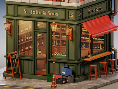 Wine Store & Apartments // Diorama