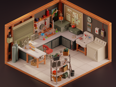 The Garage // Rick and Morty 3d 3d art blender dioarama isometric