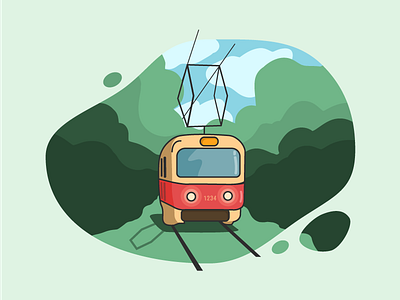 Old Tram design graphic art graphic design green illustration illustration design old shape tram vintage