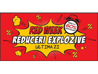 Red week campaign campaign comic comic book discount ecommerce promo romania vector