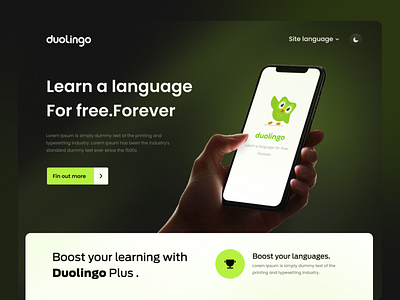 Duolingo landing page - redesign duolingo interaction interface landing design landing page landing page design minimal ui uidesign uiux ux uxdesign web design website design