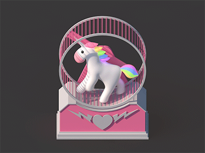 Unicorn Workout 3d animation 3d art gallop hamster wheel loop pink rainbow unicorn