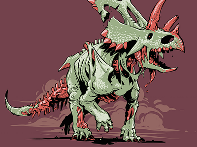 ZOMBIE Chasmosaurus digital dinosaur illustration zombie