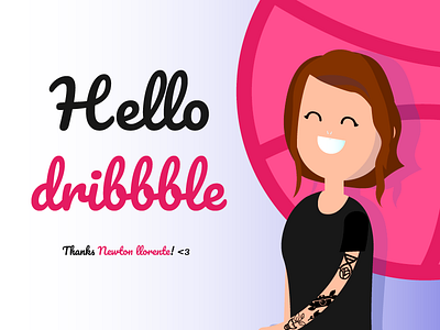 Hello dribbble! art dribbble flat girl hello hello dribbble new noobie tattoo