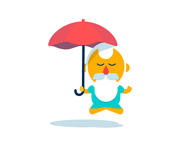 Zen and meditating buda flat float illustration meditating rain umbrella zen zendesk