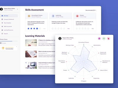 Skills Analysis Platform achievement application badge dashboard data management data table data visualisation data visualization desktop editor enterprise graph interface platform radar chart radial chart report spiderweb ui web