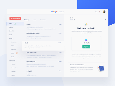 Google Service Dashboard Concept - Email