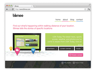 Blimee Website about blimee blog contact digital signage features location metro portfolio screens showcase tv website windows 8