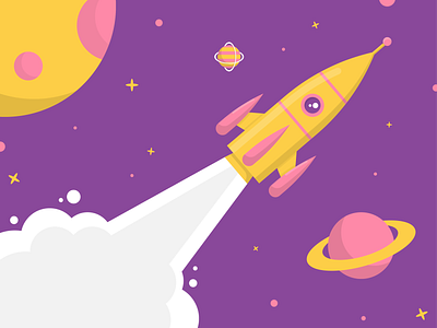 Space design illustration planets rocket space vector