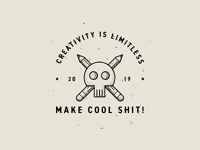 Creativity Is Limitless badge branding design illustration logo make cool shit texture true grit texture supply typography vector