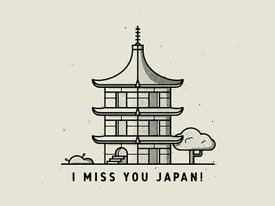 I Miss You Japan! design illustration japan pagoda texture travel true grit texture supply vector