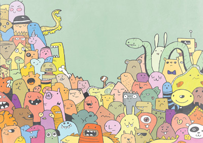 Funky crowd illustrations