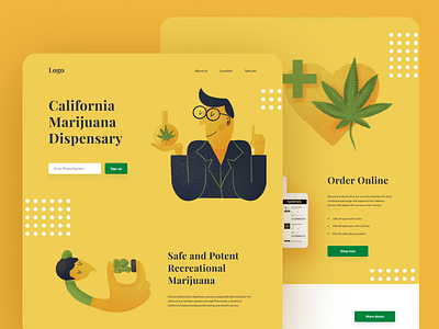 Cannabis store cannabis design header illustraion illustration landing marijuana ui ui design user interface web design