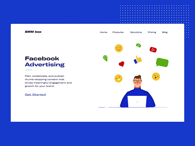 Illustrations and UI animation for SMM BOX agency animation facebook illustration interaction interface interface design landing page smm social